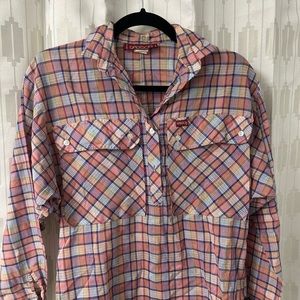 Vintage 80s Sassoon Plaid Pink and Purple Button Up Women’s Shirt
